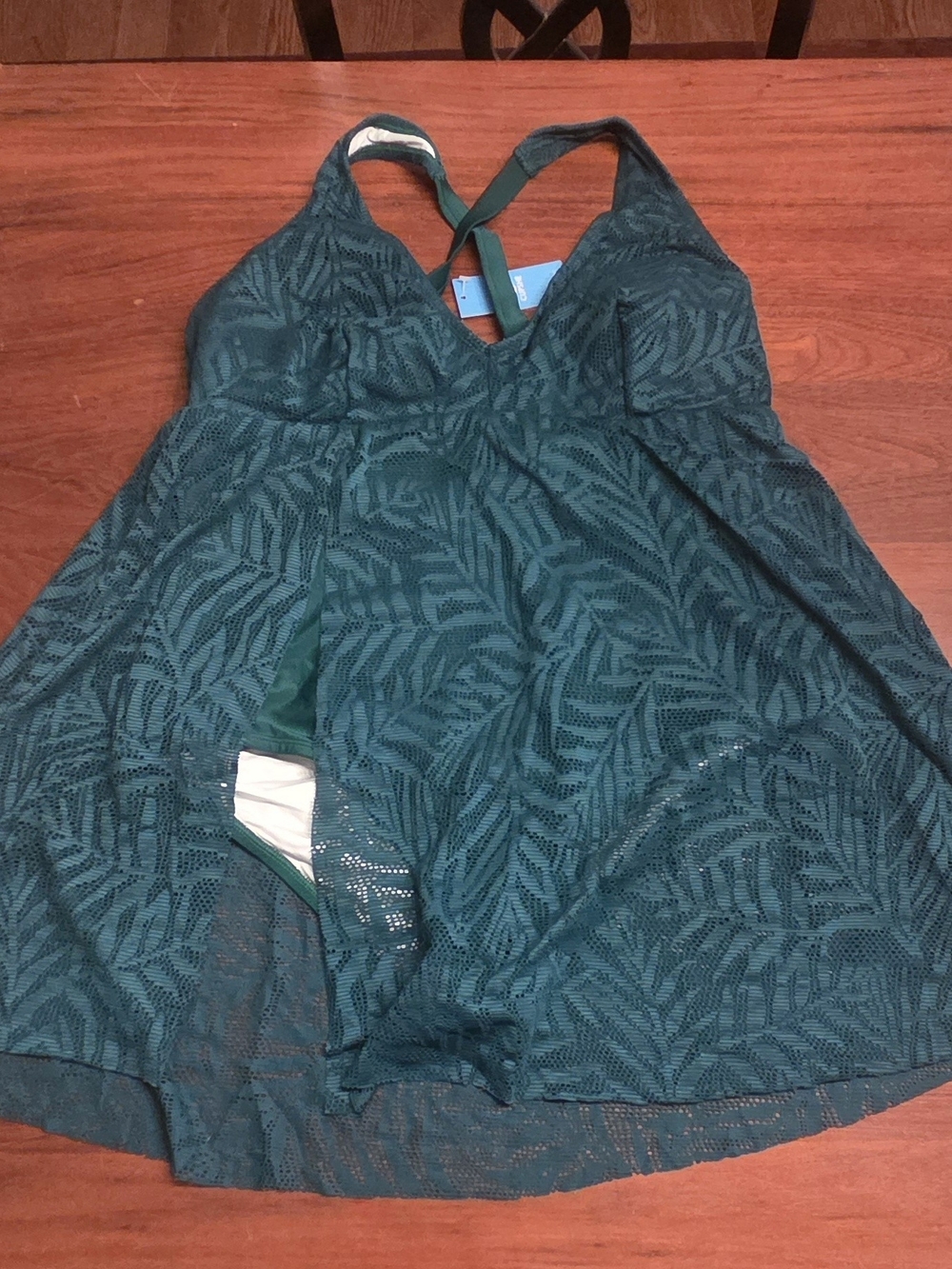Teal Lace Swim Tankini Top - CUPSHE 1X
